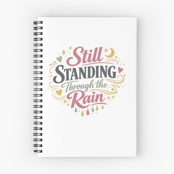 Item preview, Still Standing Through the Rain Resilience Inspirational Retro Quote Design designed and sold by inkoutninja.
