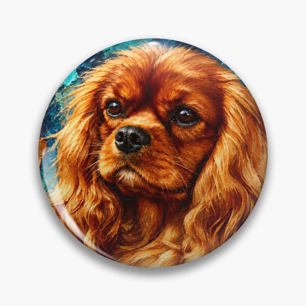 Item preview, Ruby Cavalier King Charles Spaniel – Turquoise Impasto Style Portrait designed and sold by shrolts.