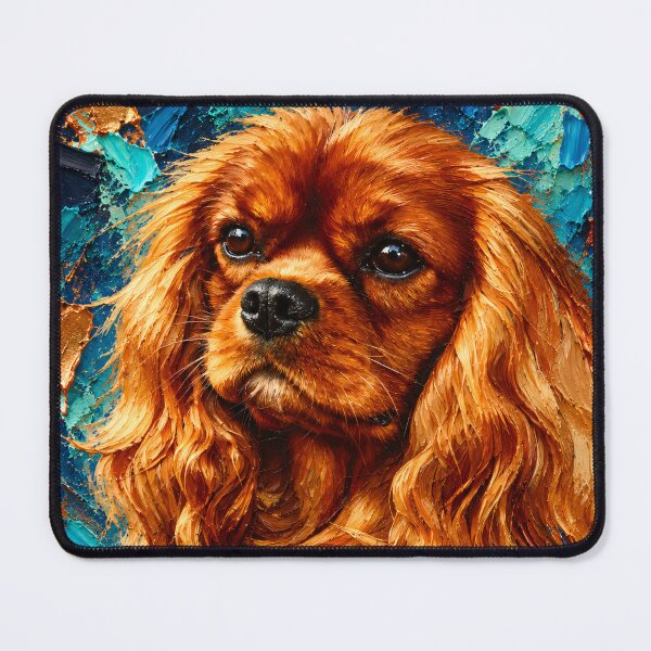 Item preview, Ruby Cavalier King Charles Spaniel – Turquoise Impasto Style Portrait designed and sold by shrolts.