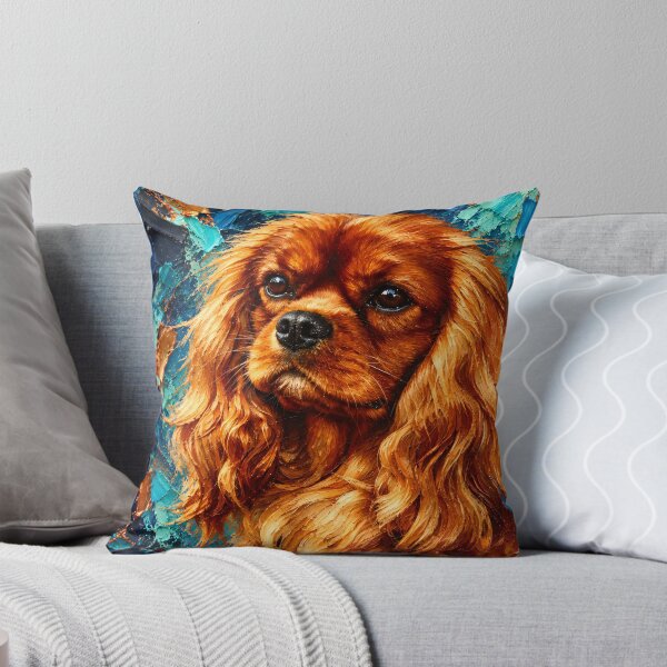 Item preview, Ruby Cavalier King Charles Spaniel – Turquoise Impasto Style Portrait designed and sold by shrolts.