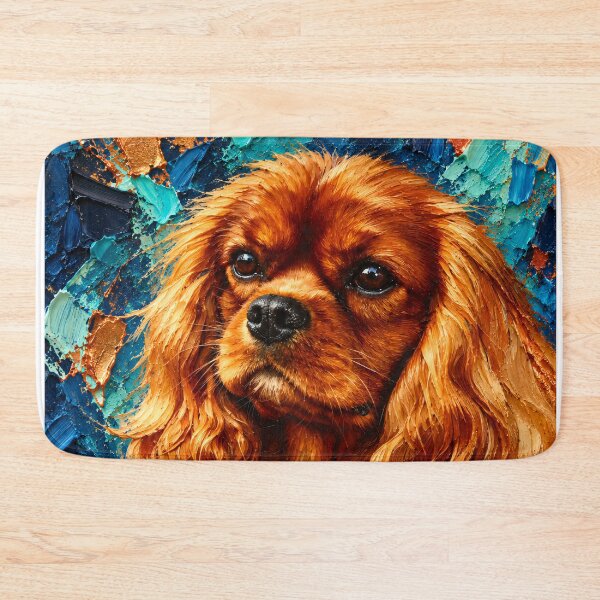 Item preview, Ruby Cavalier King Charles Spaniel – Turquoise Impasto Style Portrait designed and sold by shrolts.