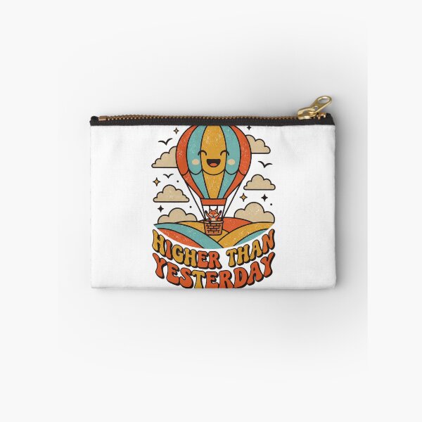 Item preview, Vintage Retro Hot Air Balloon with Cute Fox - Higher Than Yesterday - Motivational Positive Vibes Graphic designed and sold by cannsuh.