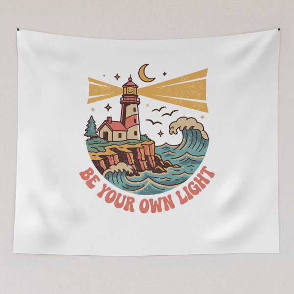 Item preview, Vintage Retro Smiling Lighthouse - Be Your Own Light - Distressed Nautical Coastal Motivational Art designed and sold by cannsuh.