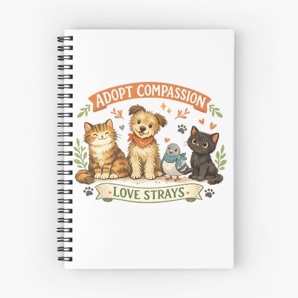 Item preview, Adopt Compassion Love Strays Cute Animal Rescue Cats Dog Pigeon Design designed and sold by inkoutninja.