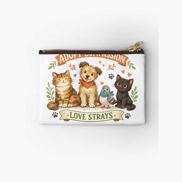 Item preview, Adopt Compassion Love Strays Cute Animal Rescue Cats Dog Pigeon Design designed and sold by inkoutninja.