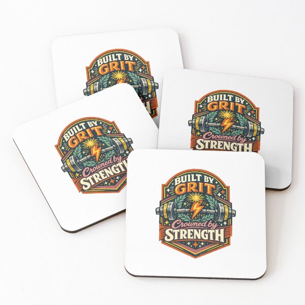 Item preview, Built by Grit Crowned by Strength Barbell Gym Fitness Motivation Design designed and sold by inkoutninja.