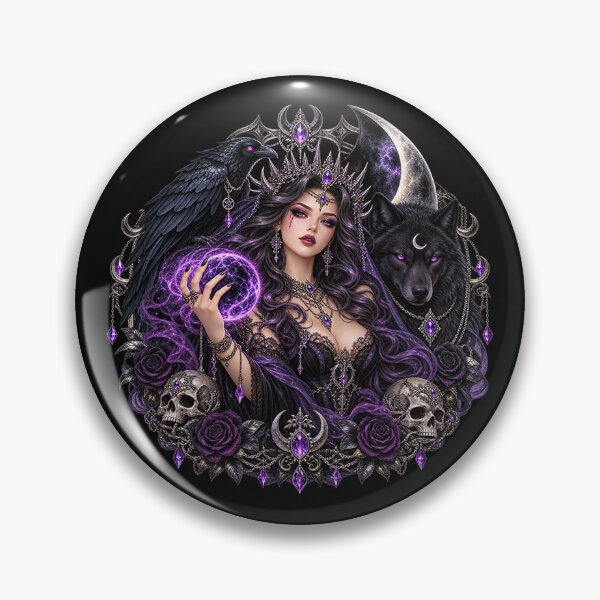 Item preview, Gothic Moon Sorceress – Dark Fantasy Raven and Wolf designed and sold by TroviTutto.