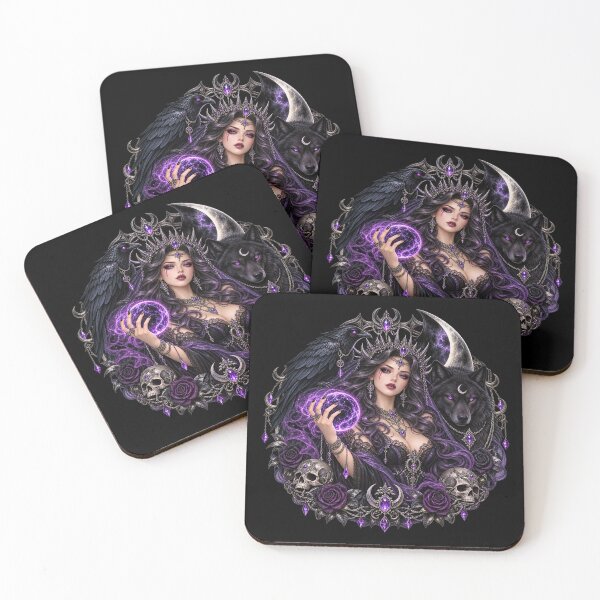 Item preview, Gothic Moon Sorceress – Dark Fantasy Raven and Wolf designed and sold by TroviTutto.