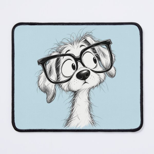 Item preview, Funny Dog with Oversized Glasses – Black and White Sketch T-Shirt designed and sold by NinaCreator.
