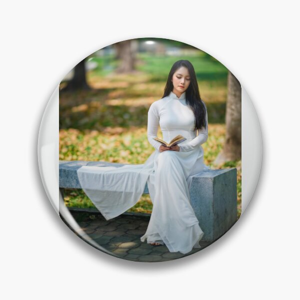 Item preview, Vietnamese Woman in White Ao Dai Reading Book designed and sold by artisfun333.