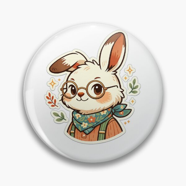 Item preview, Cute Cottagecore Bunny with Glasses Floral Bandana Whimsical Rabbit Design designed and sold by inkoutninja.