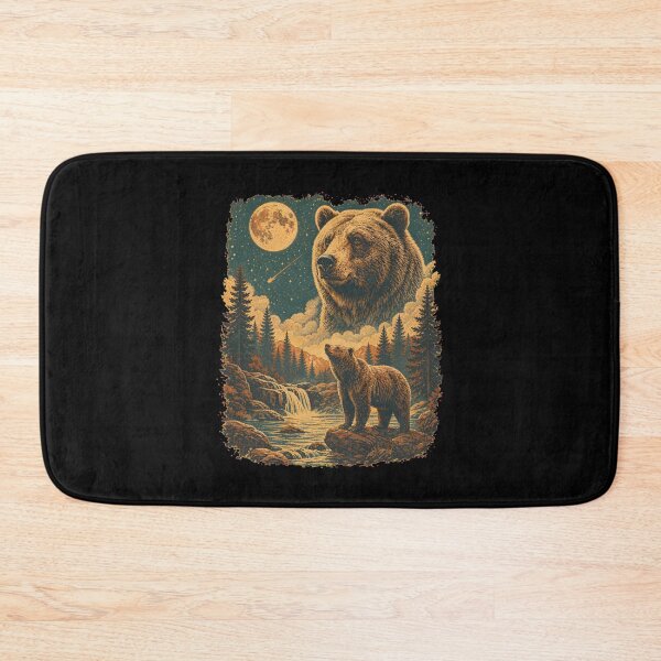 Item preview, grizzly bear howling at moon 90's retro designed and sold by SketchDrSketch.