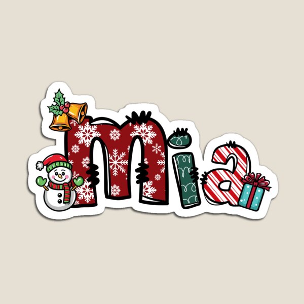 Item preview, Mia Christmas Name Sticker designed and sold by CreativeVibesPOD.