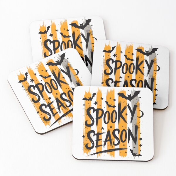 Item preview, Spooky Season Halloween Brush Lettering with Bats & Stars, Orange and Black designed and sold by Zizo-DR44.