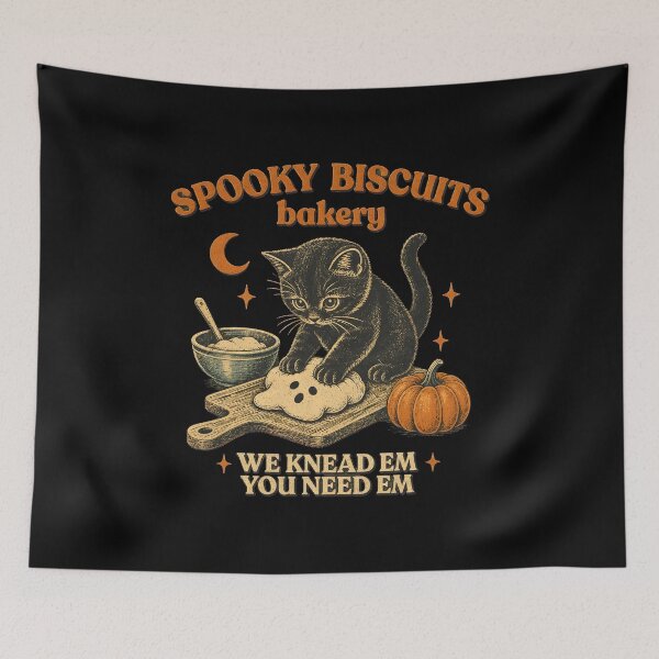 Item preview, cute black kitten baking ghost halloween designed and sold by SketchDrSketch.