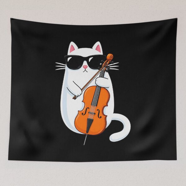 Item preview, cool cat playing cello sunglasses funny music lover designed and sold by SketchDrSketch.