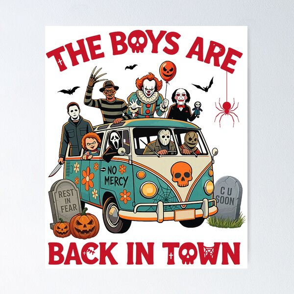 Item preview, The Boys Are Back in Town Horror Villains Halloween designed and sold by clarabersetart.