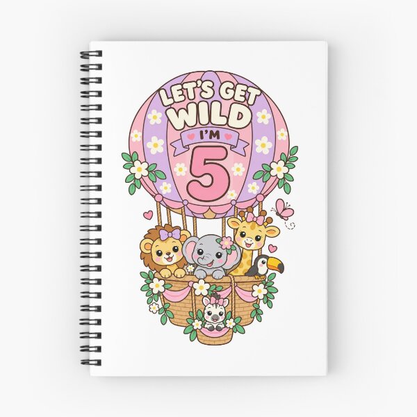 Item preview, Fifth Birthday Safari Animals in a Pink Balloon designed and sold by skyartdesign.
