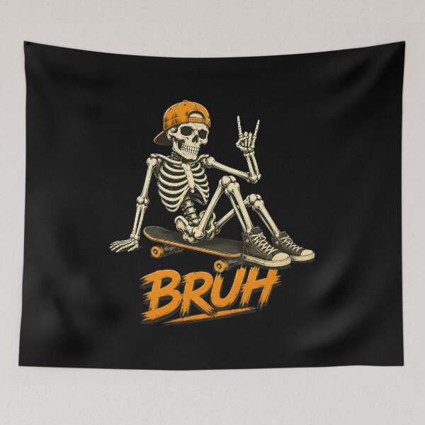 Item preview, bruh punk rock skeleton cool rocker halloween men boys kids designed and sold by SketchDrSketch.