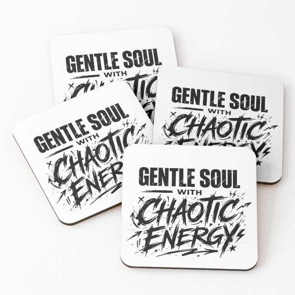 Item preview, Gentle Soul With Chaotic Energy - Bold Typography Black White Text designed and sold by ModdiesColors.