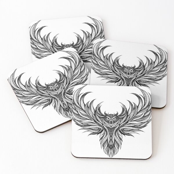 Item preview, Sacred Owl Wings - Tribal Black & White Design designed and sold by Minibee-Inc.