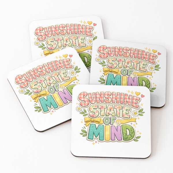 Item preview, Sunshine State of Mind Retro Floral Gingham Pastel Positive Quote Design designed and sold by inkoutninja.