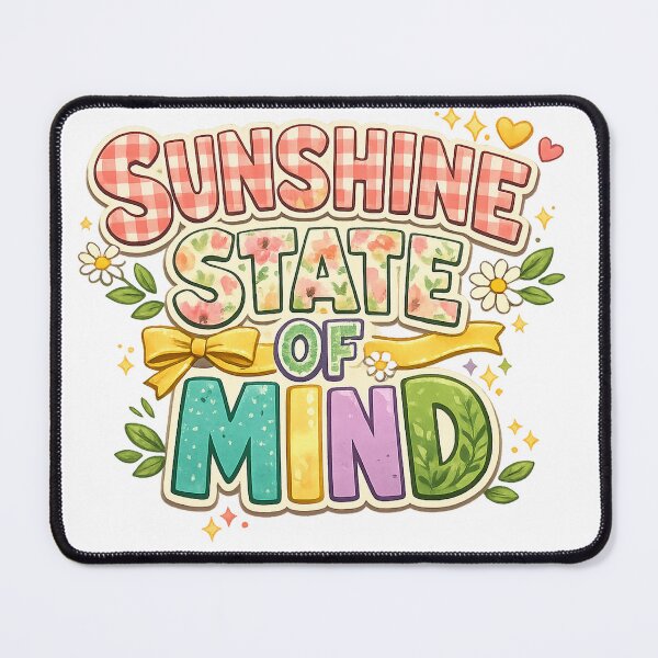 Item preview, Sunshine State of Mind Retro Floral Gingham Pastel Positive Quote Design designed and sold by inkoutninja.