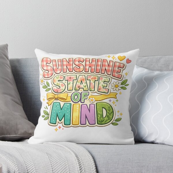 Item preview, Sunshine State of Mind Retro Floral Gingham Pastel Positive Quote Design designed and sold by inkoutninja.