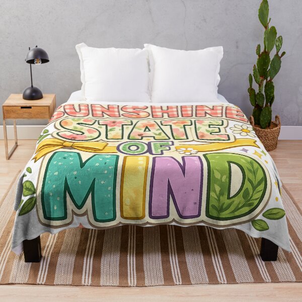 Item preview, Sunshine State of Mind Retro Floral Gingham Pastel Positive Quote Design designed and sold by inkoutninja.