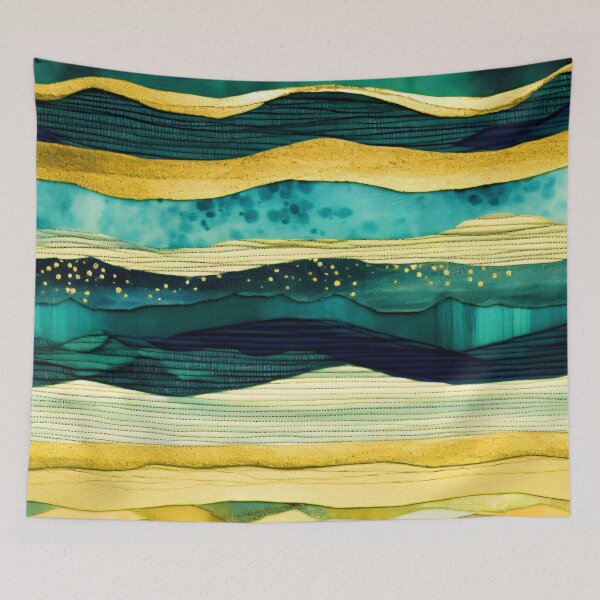 Item preview, Modern Seafoam Green, Aqua, And Yellow Line Pattern designed and sold by DEC02.