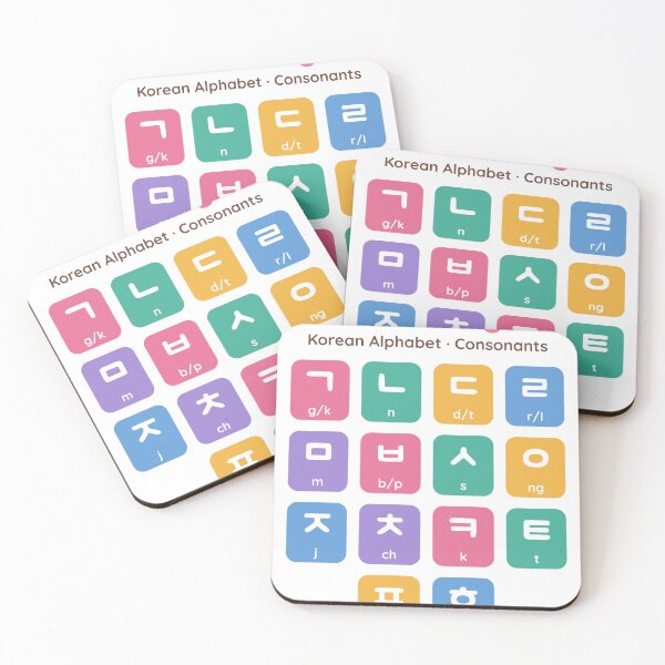 Item preview, Hangul Korean Alphabet Chart - Cute Consonants designed and sold by SpeedContentLab.