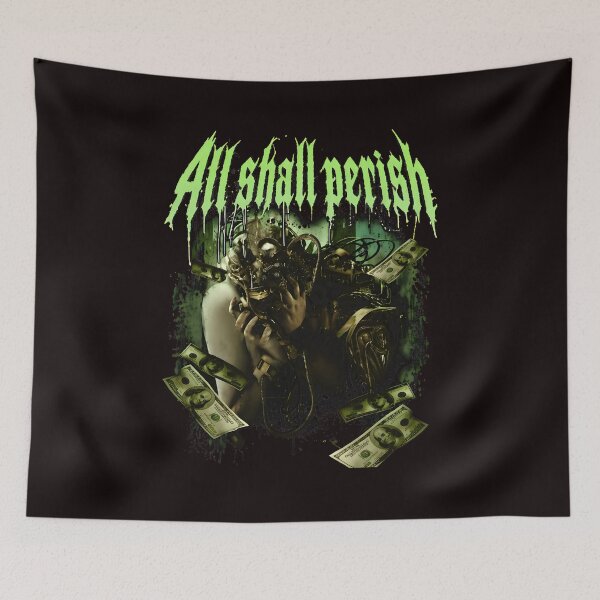 Item preview, All Shall Perish Gas Mask Money Dystopian Art designed and sold by Ahkamnash.