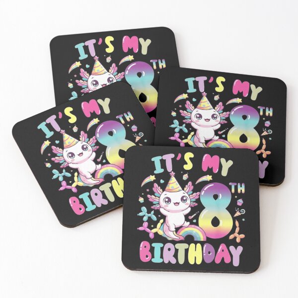 Item preview, It’s My 8th Birthday Cute Axolotl Rainbow Party Design designed and sold by MiALopezArt.