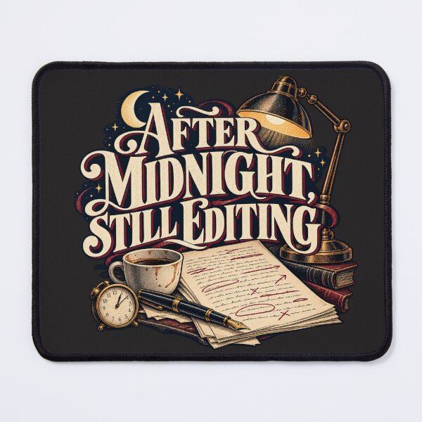 Item preview, After Midnight Still Editing – Late Night Writer Poetcore Design designed and sold by Golden Era Studio.