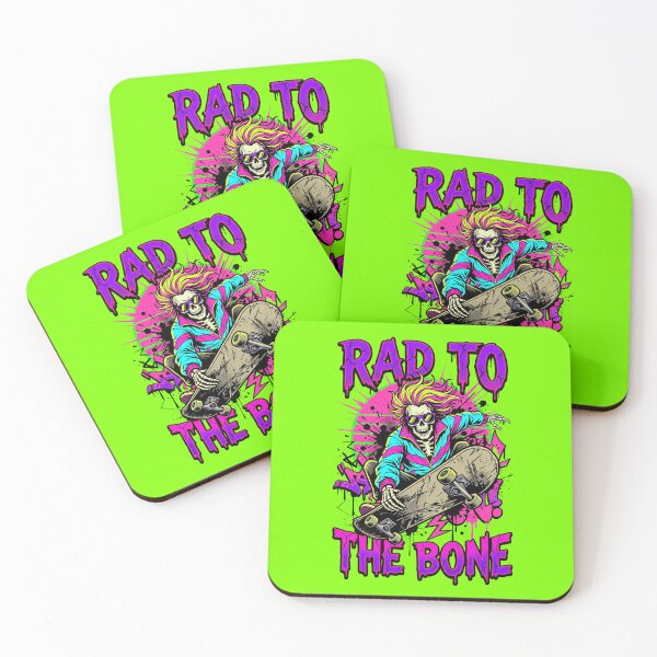 Item preview, Rad To The Bone Neon Skeleton Skater designed and sold by MarCinu Art.