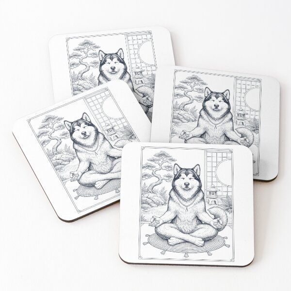 Item preview, Vintage Alaskan Malamute Yoga Poses Funny Meditation Dog Mom Lover designed and sold by dian-rody-crest.