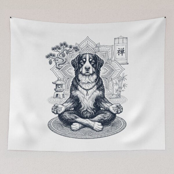 Item preview, Vintage Bernese Mountain Dog Yoga Poses Funny Meditation Dog Mom Lover designed and sold by dian-rody-crest.