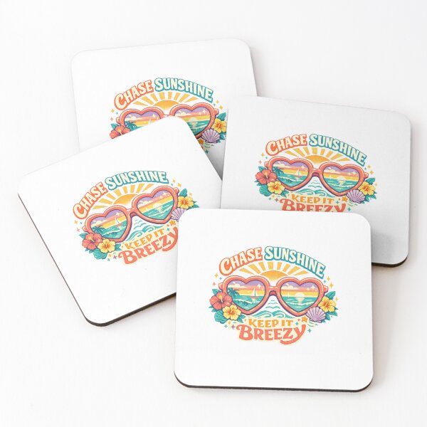 Item preview, Chase Sunshine Keep It Breezy Heart Sunglasses Tropical Beach Retro Summer Design designed and sold by inkoutninja.