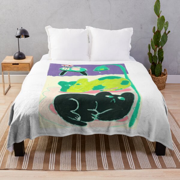 Item preview, Neon Cats Sleeping Under Vintage Lamp designed and sold by DreamsofCrayons.