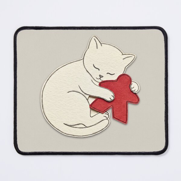 Item preview, Adorable Sleeping Cat Hugs Red Meeple Paper Art  designed and sold by TackyTime.