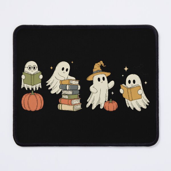Item preview, Four Cute Ghosts Reading Books with Pumpkins & Bats, Bookish Halloween designed and sold by Zizo-DR44.