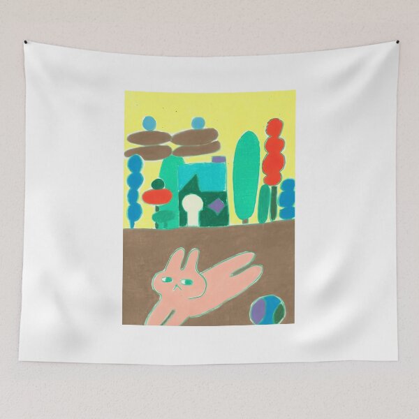 Item preview, Pink Bunny Creature In Dreamcore Landscape designed and sold by DreamsofCrayons.
