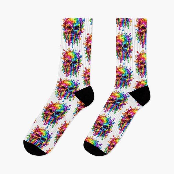 Item preview, Rainbow Melting Skull Neon Graffiti Art designed and sold by GraffKingz.