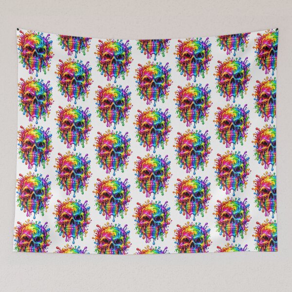 Item preview, Rainbow Melting Skull Neon Graffiti Art designed and sold by GraffKingz.