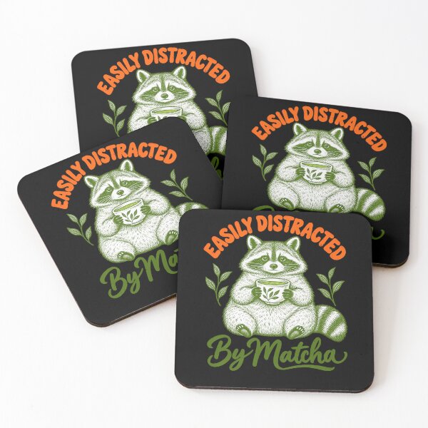 Item preview, Easily Distracted By Matcha Raccoon Tea Humor designed and sold by elderberry.