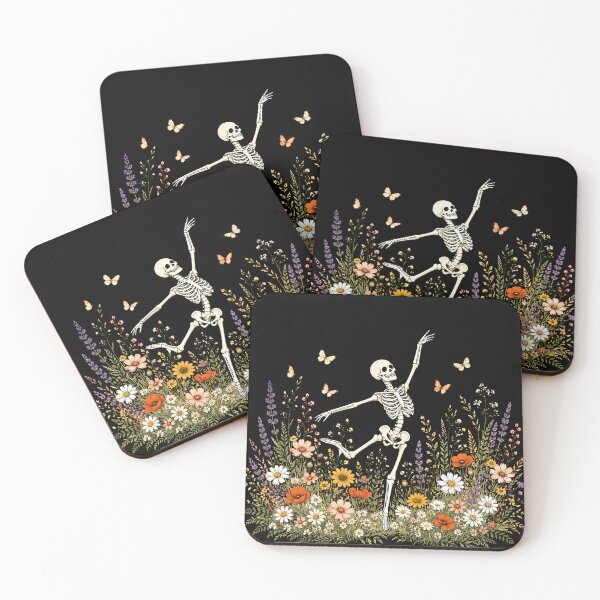 Item preview, Cottagecore Dancing Skeleton Floral Gift designed and sold by aponwao.