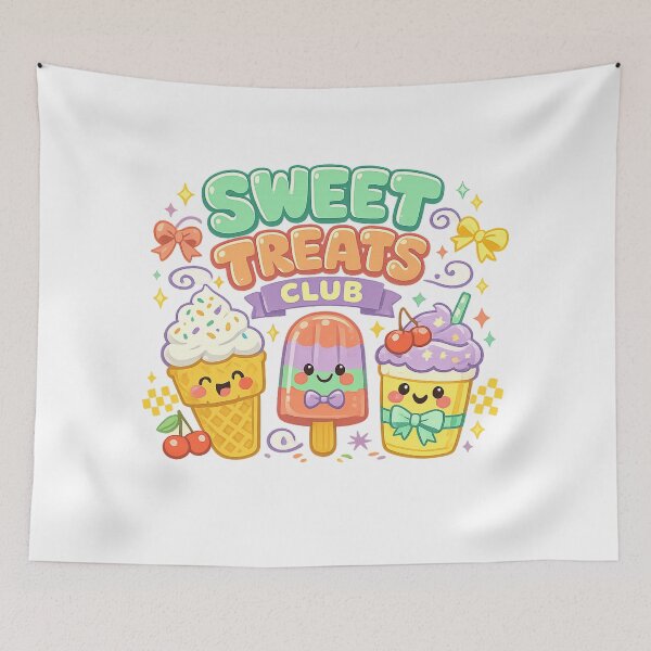 Item preview, Sweet Treats Club Cute Kawaii Ice Cream Popsicle Dessert Characters Design designed and sold by inkoutninja.