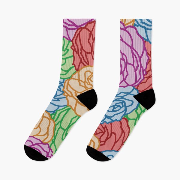 Item preview, All-over rose outline seamless pattern in pastel colors designed and sold by PowerAntShop.