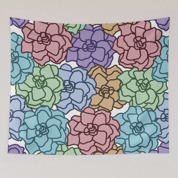 Item preview, Cute pastel floral line art seamless pattern on white designed and sold by PowerAntShop.