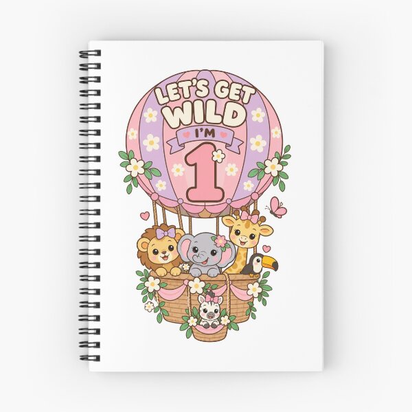 Item preview, First Birthday Safari Animals in a Pink Balloon designed and sold by skyartdesign.